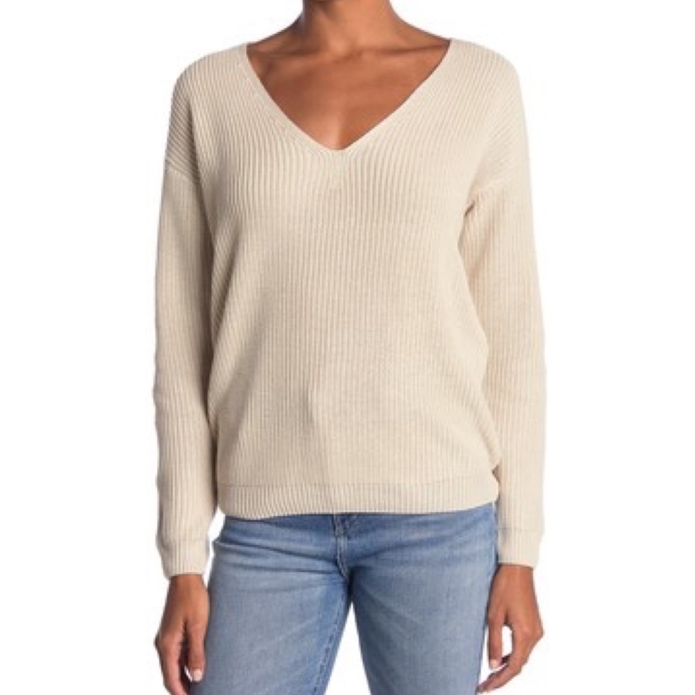Ivory Lace-Up Back Sweater